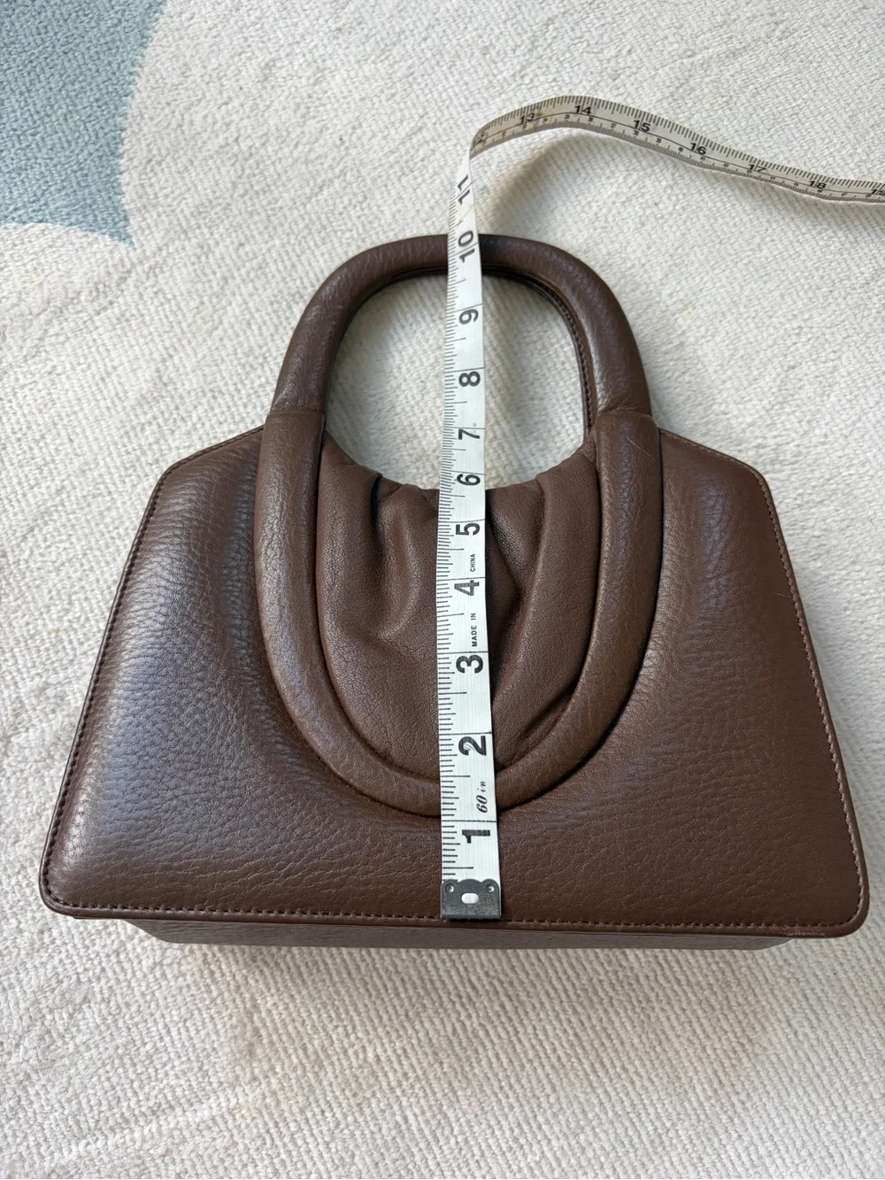 Vintage Mysung Genuine Leather Handbag Korea 1960s Brown Kiss Lock w/ Purse